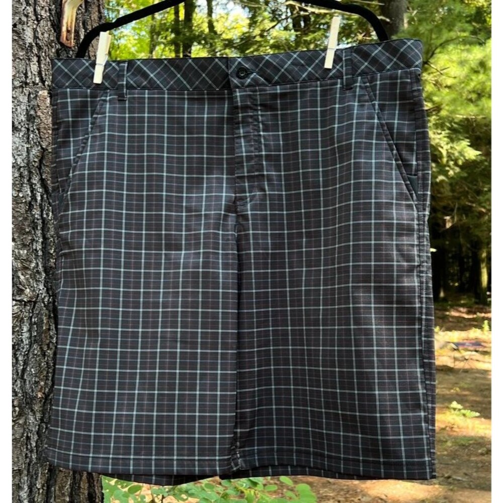 Fila Sport Golf Men’s Black Plaid Performance Stretch Shorts Size 40 Excellent